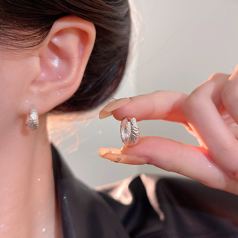 Earring Huggie Light Luxury Niche High End Frosted XEA2189