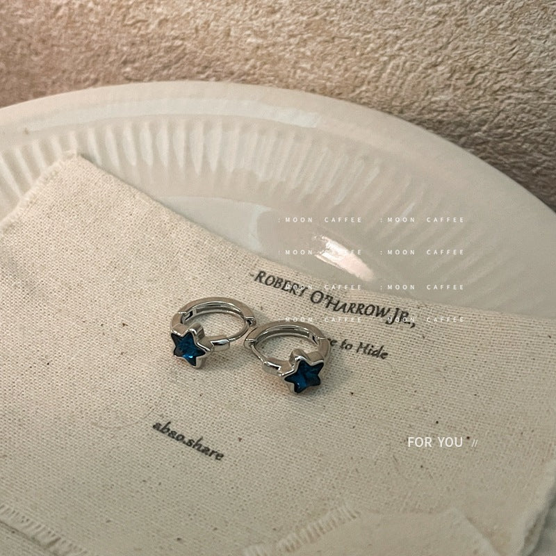 Earring Huggie Elegant Blue Five Pointed Star XEA2241