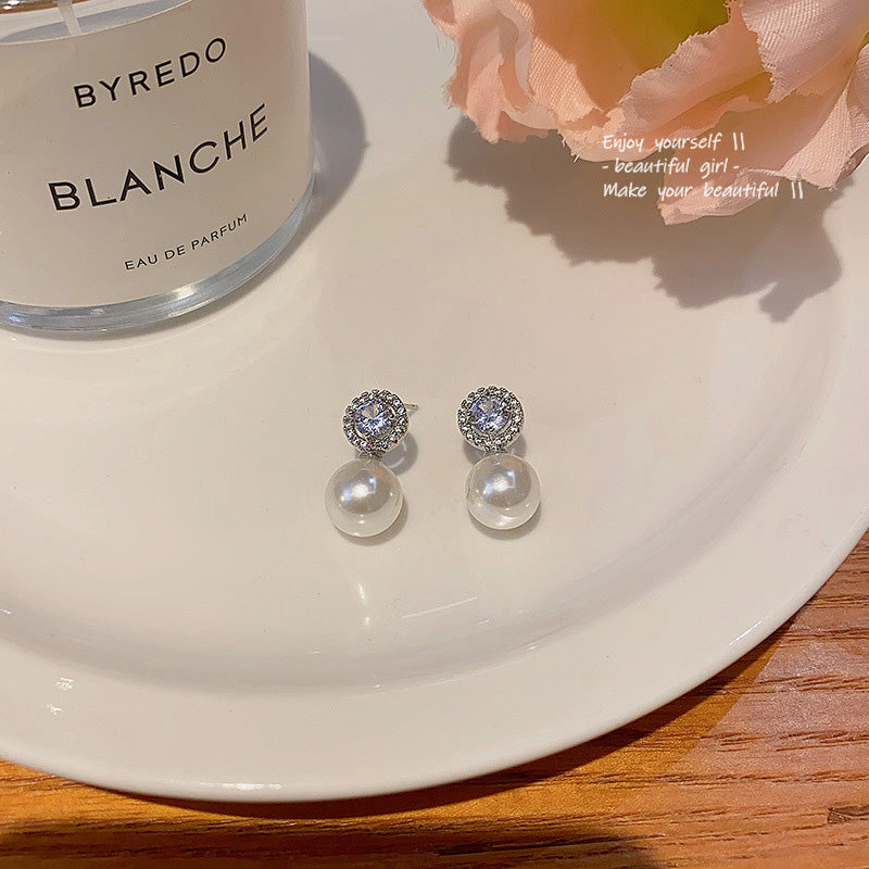 Earring Stud Super Flash Zircon Niche Pearl XEE6115