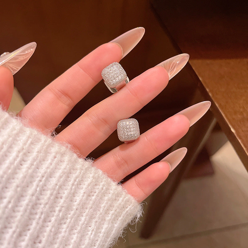 Earring Stud Double Sided Exquisite Zircon XEE6267