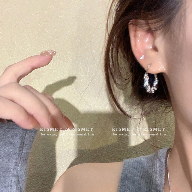 Earring Hoop Light Luxury Niche High End Starry Sky Circle XEE6277