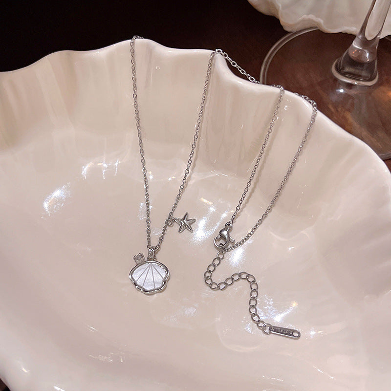 Necklace Light Luxury Niche Exquisite Zircon Star Shell XNX1610