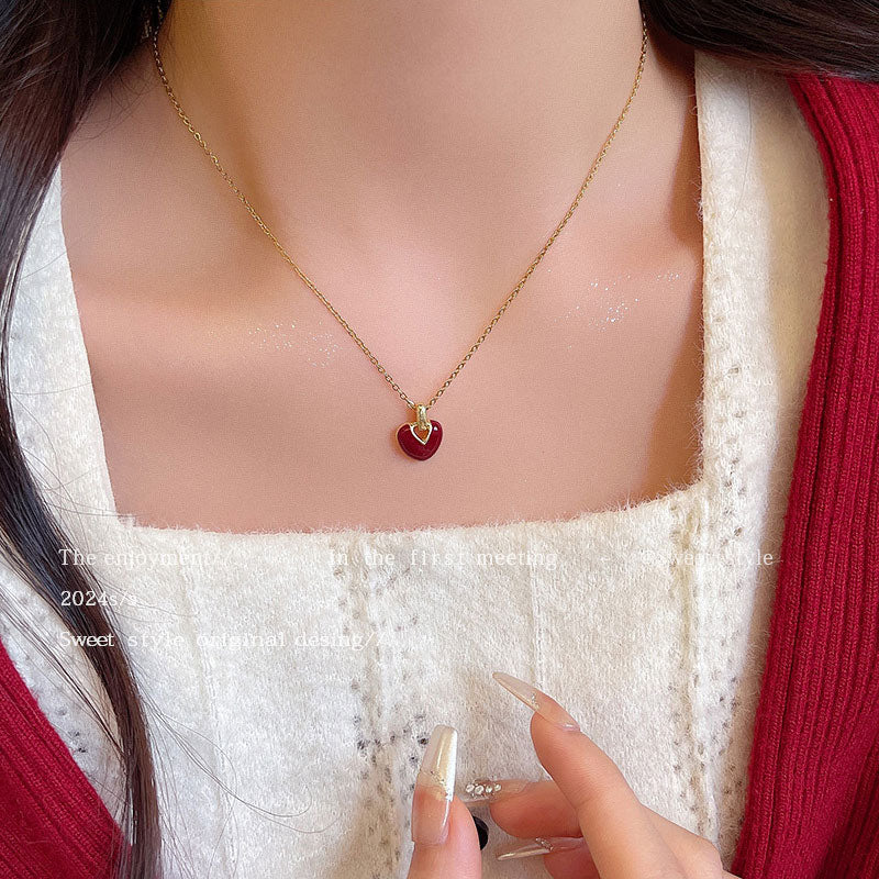 Necklace Ankola Red Heart Simple Love Clavicle XNX1633