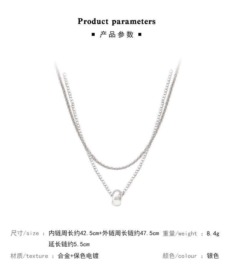 Necklace Double Layered Ring Pendant Sweater Chain XNX1641