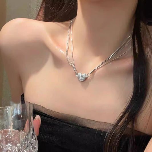 Necklace Magnetic Super Flash Full Diamond Heart XNX1645