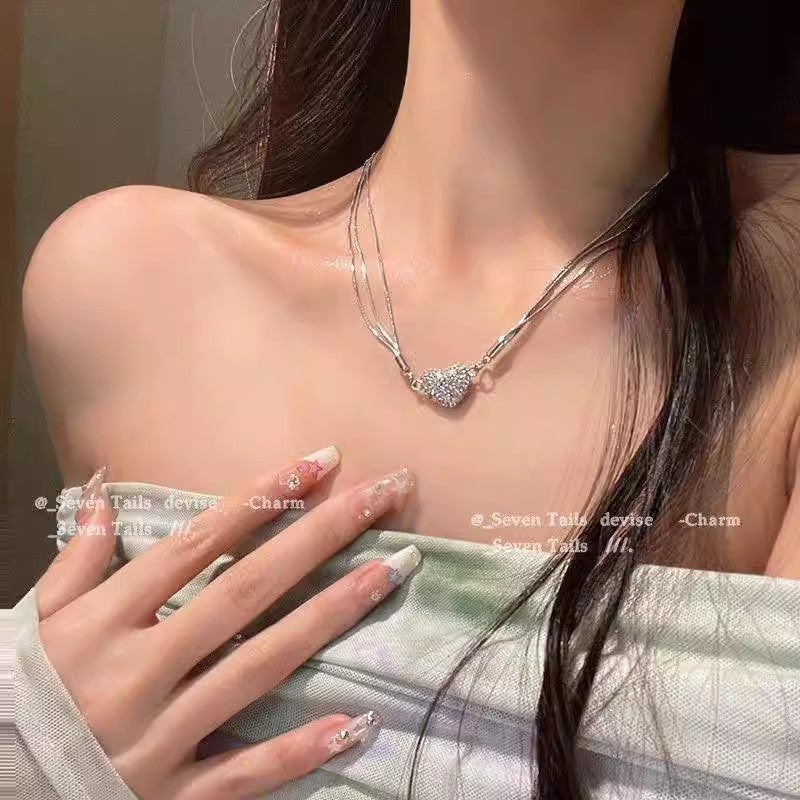 Necklace Magnetic Super Flash Full Diamond Heart XNX1645