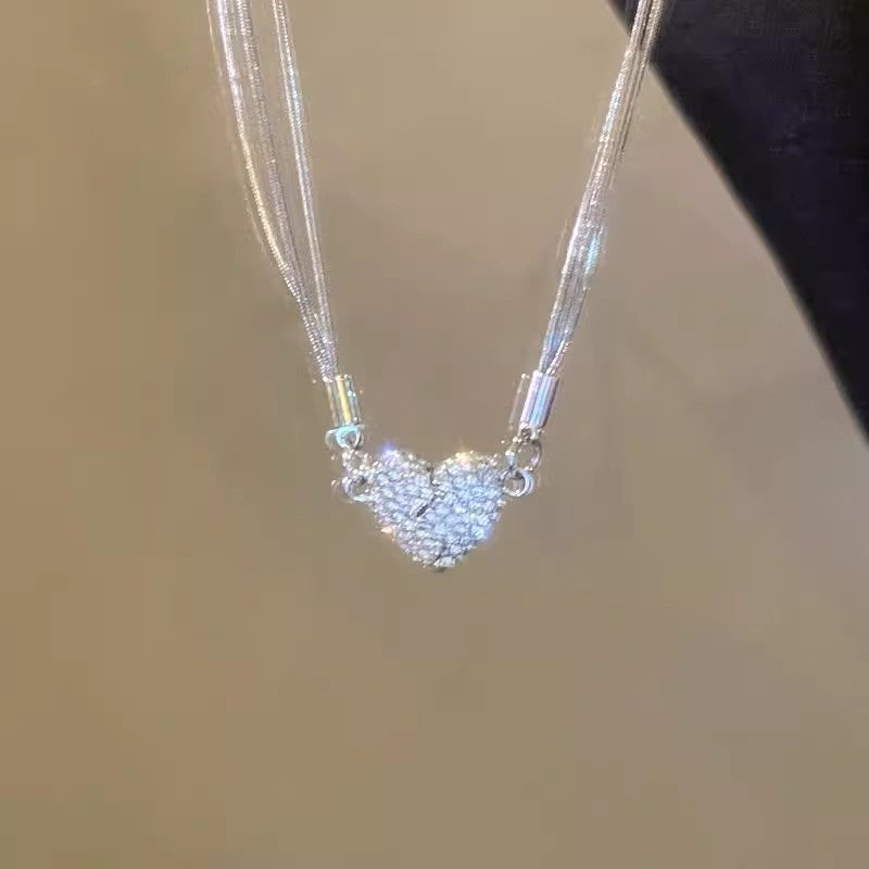 Necklace Magnetic Super Flash Full Diamond Heart XNX1645