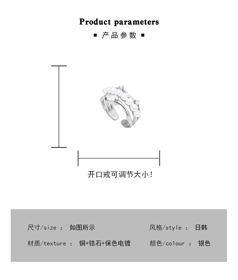 Ring Luxury Niche Exquisite Zircon Pearl XRJ0919