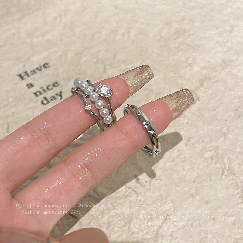 Ring Luxury Niche Exquisite Zircon Pearl XRJ0919