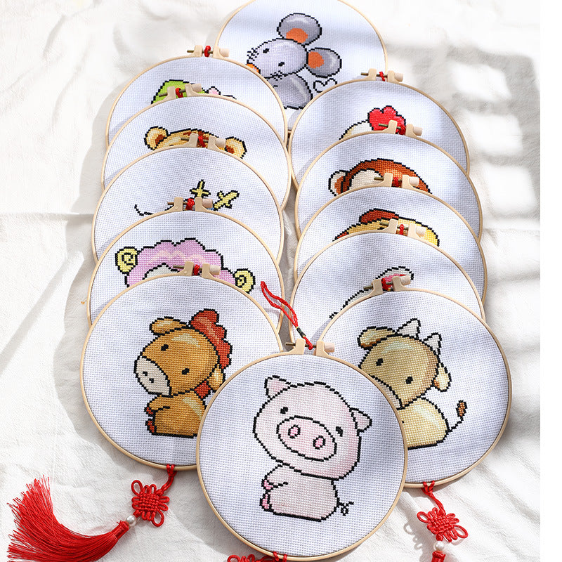 DIY Craft Sulam Kristik Strimin Cross Stitch Sodastitch Zodiac Animal