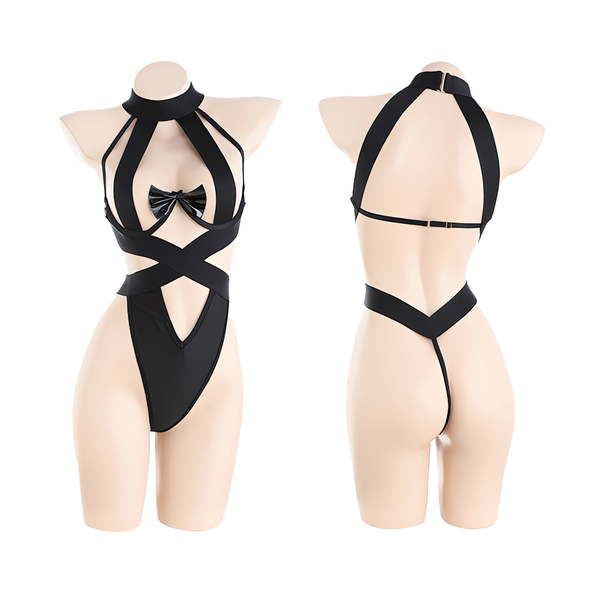 Lingerie Teddy Bow Knot Chest Open Belly ZU2321