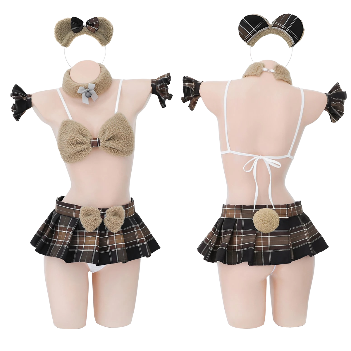 Lingerie Costume Bear Two Pieces Plaid Skirt ZU7994