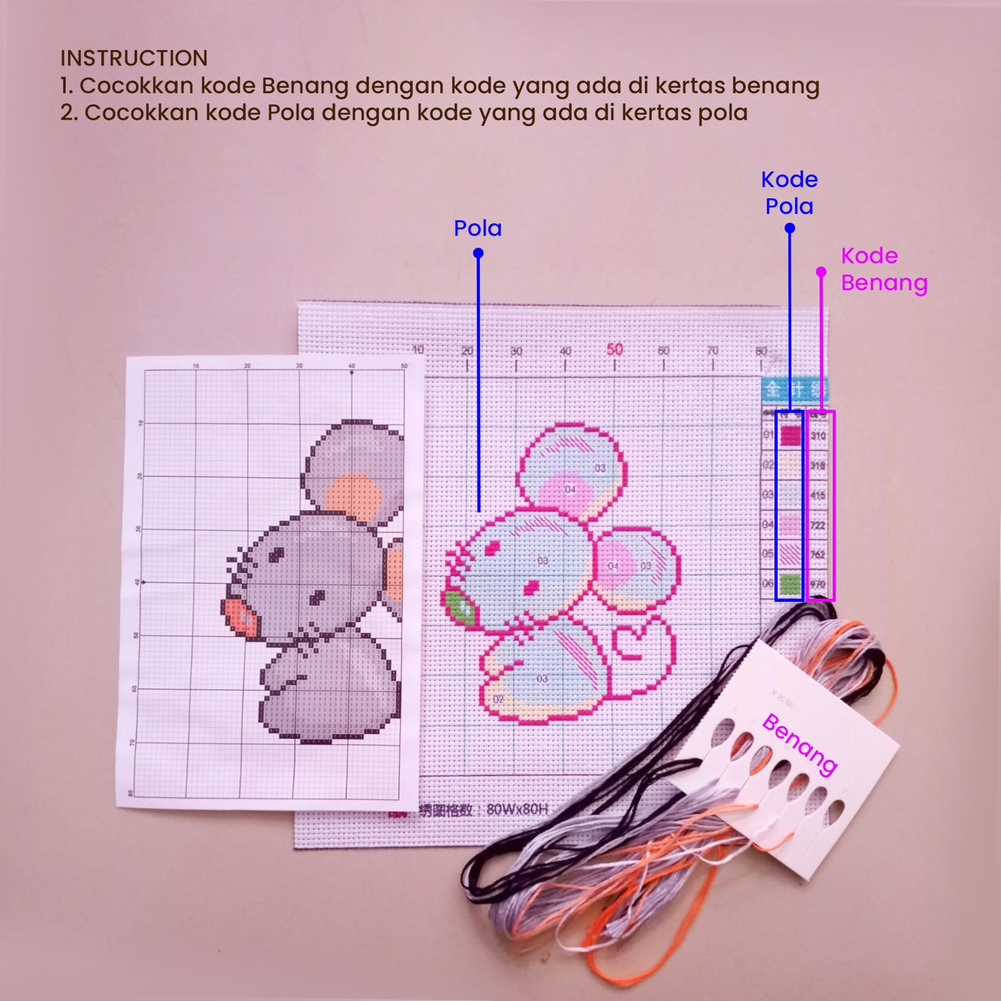 DIY Craft Sulam Kristik Strimin Cross Stitch Sodastitch Seri E