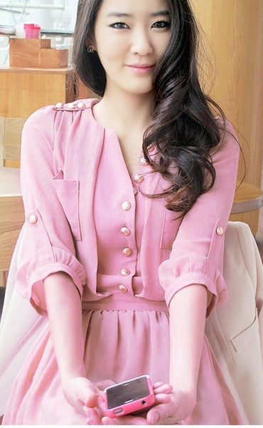 Dress Korean Sleeved Fashion Import