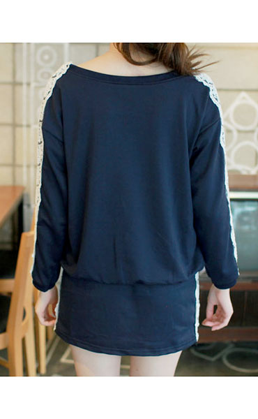 Long Sleeved Lace Sides Dress