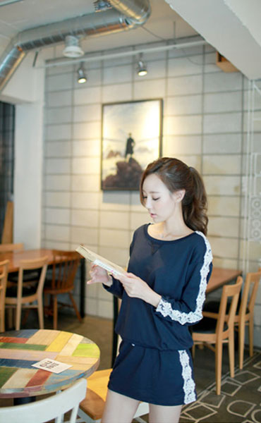 Long Sleeved Lace Sides Dress