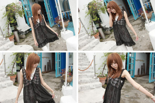 Shirt Sleeveless Lace Chiffon