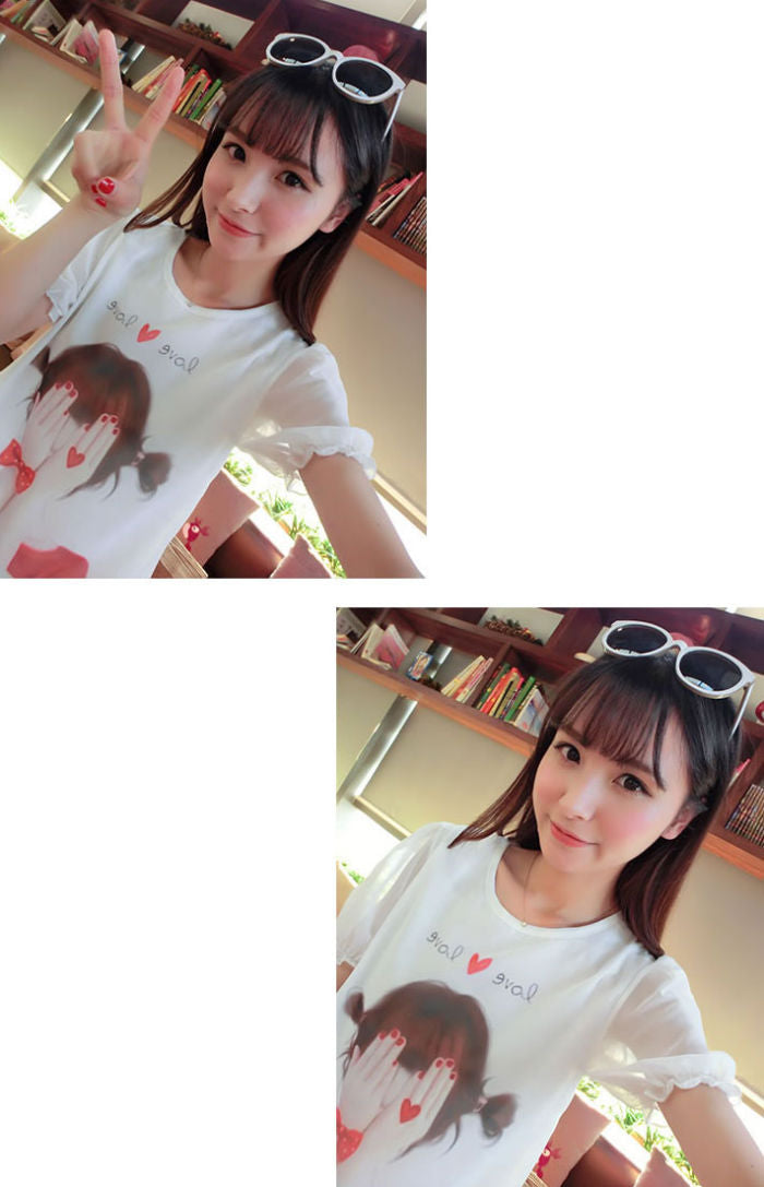 Shirt Shy Girl Puff Short Sleeved Chiffon Layer