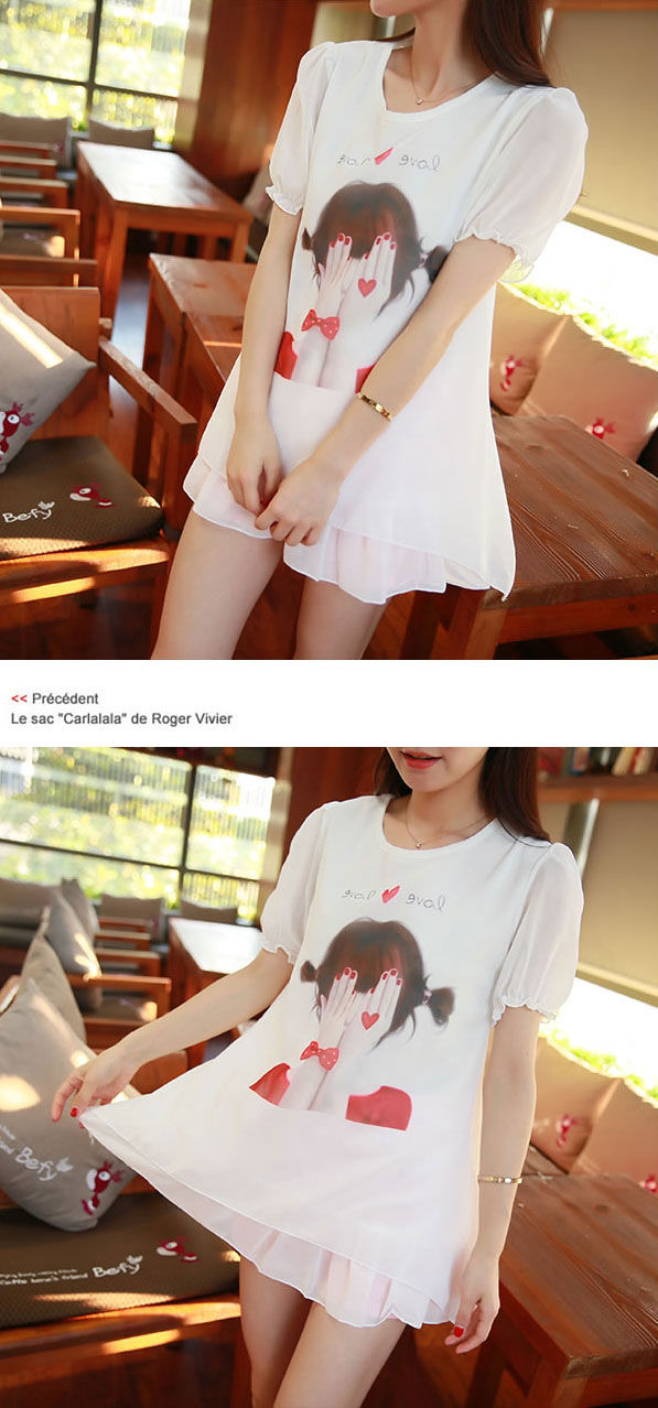 Shirt Shy Girl Puff Short Sleeved Chiffon Layer