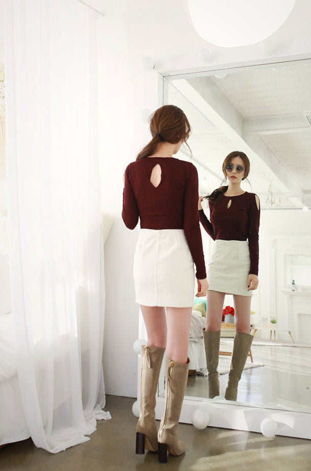 Shirt Hollow Long Sleeved Slim