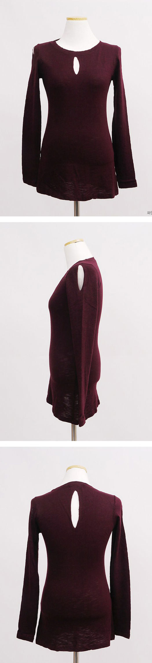 Shirt Hollow Long Sleeved Slim