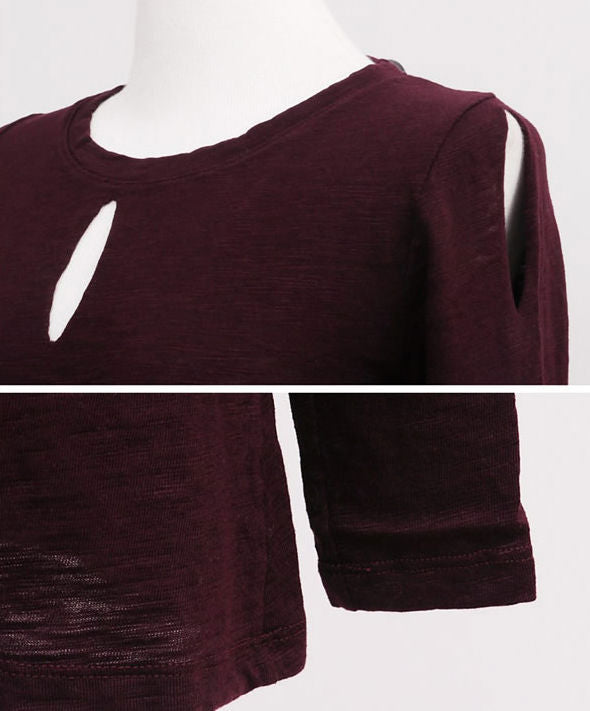 Shirt Hollow Long Sleeved Slim