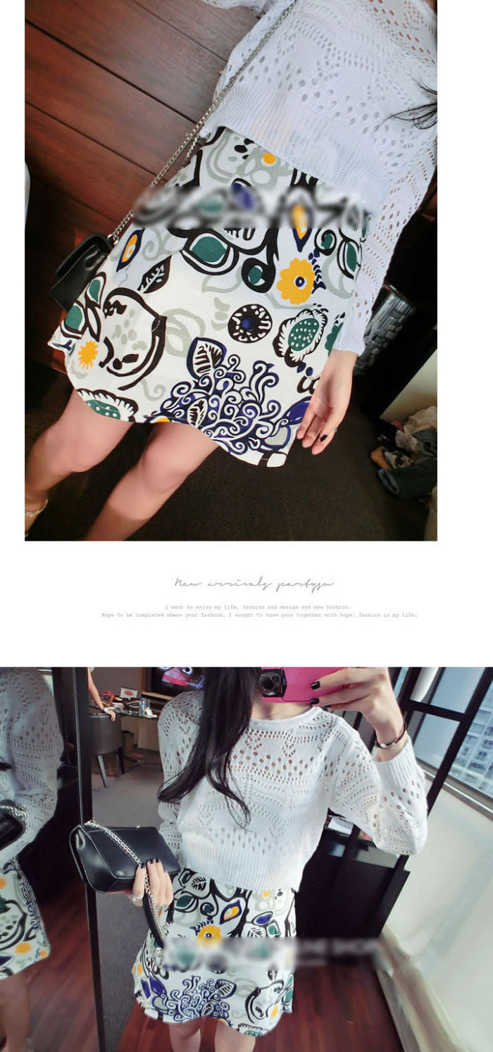 Skirt White Floral High Waisted A Line
