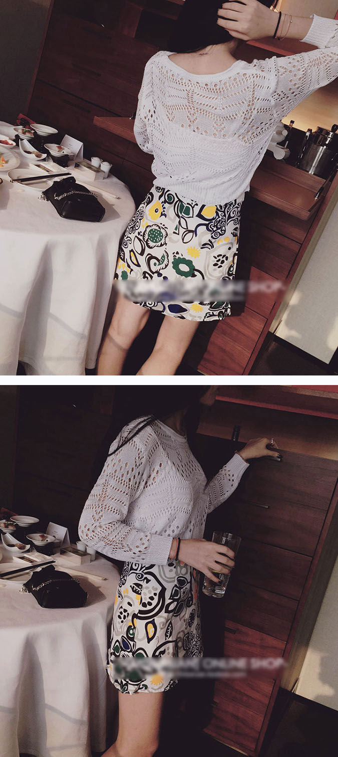 Skirt White Floral High Waisted A Line