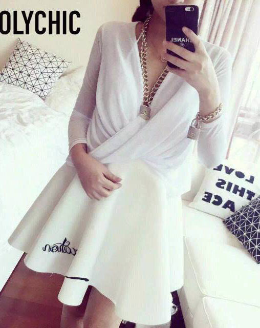 Long Sleeved Cross Fashion Top Two Way