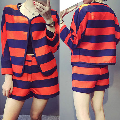 Striped Long Sleeved Blazer and Short Pants