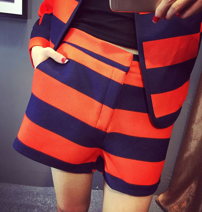 Striped Long Sleeved Blazer and Short Pants