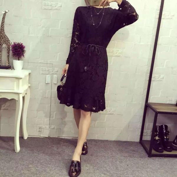 Lace Long Sleeved Korean Dress