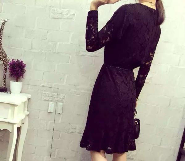Lace Long Sleeved Korean Dress
