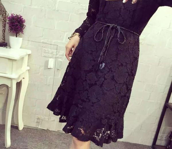 Lace Long Sleeved Korean Dress