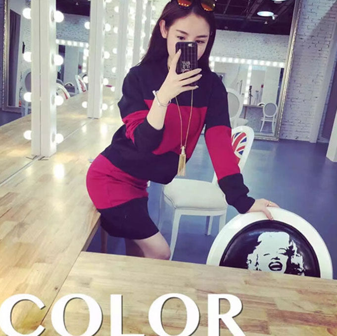 Black Striped Long Sleeved Shirt and Skirt