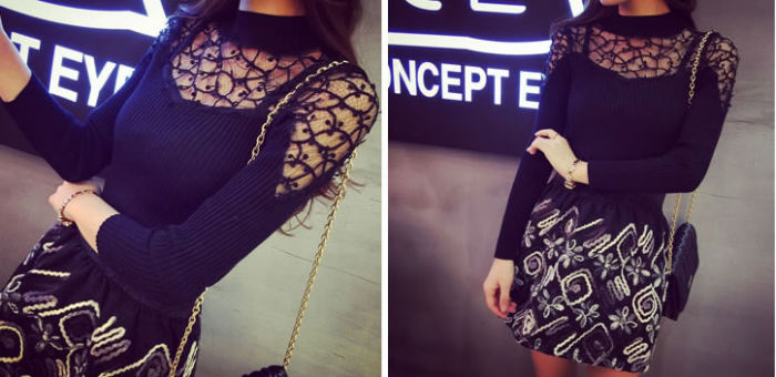 Shirt Transparent Shoulder Long Sleeved