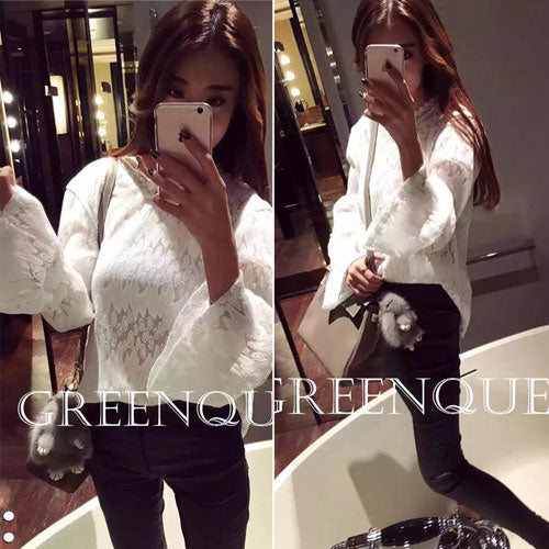 Shirt Trumpet Sleeved Lace