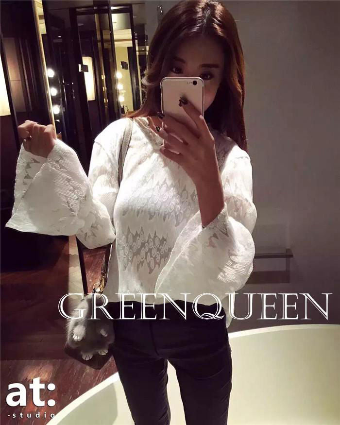Shirt Trumpet Sleeved Lace