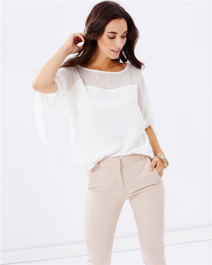 Blouse Tied Sleeved Transparant