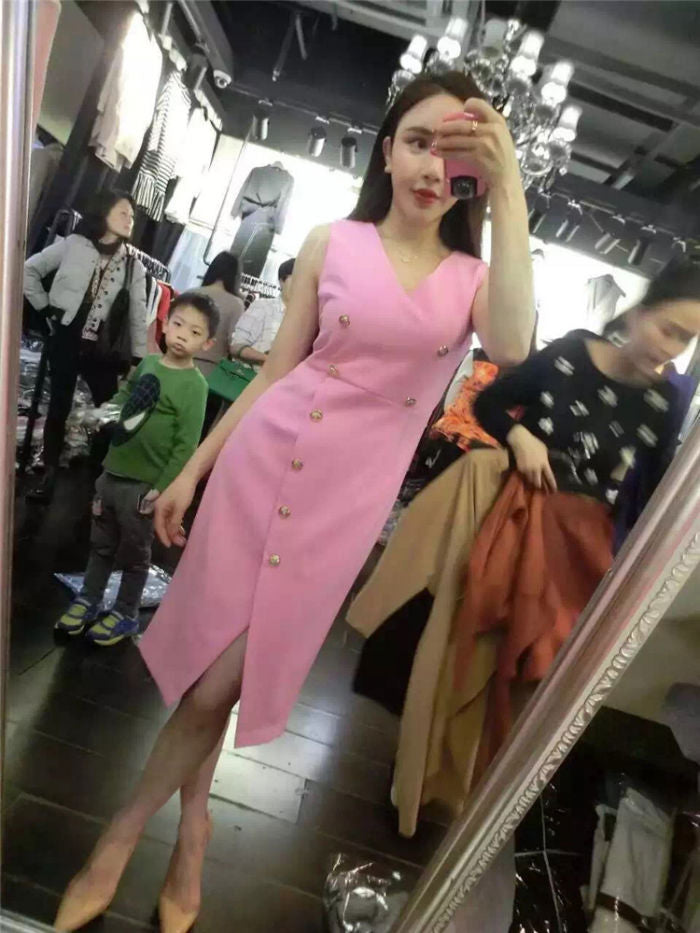 Sleeveless V Neck Elegant Modern Dress