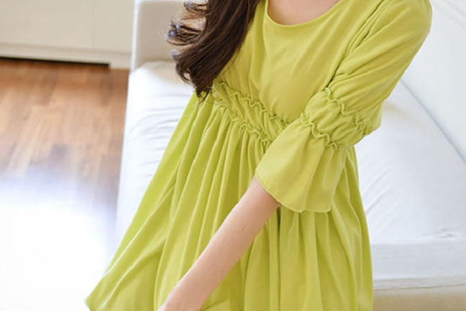 Shirt Half Sleeved Elastic Waist Long