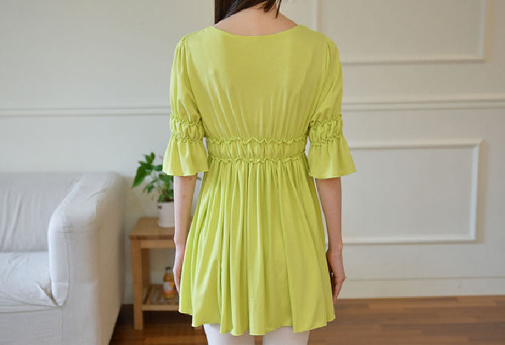 Shirt Half Sleeved Elastic Waist Long