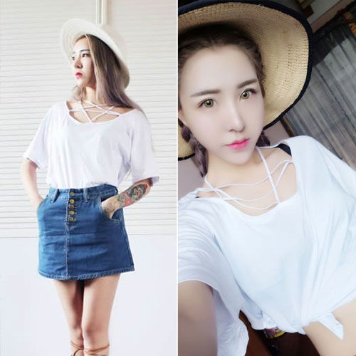 Shirt Short Sleeved Hollow Star Collar