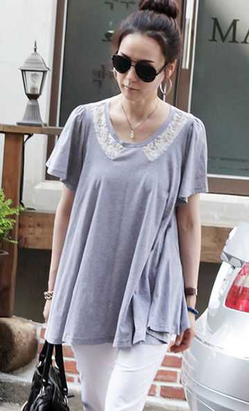 Shirt Short Sleeved Collar Lace