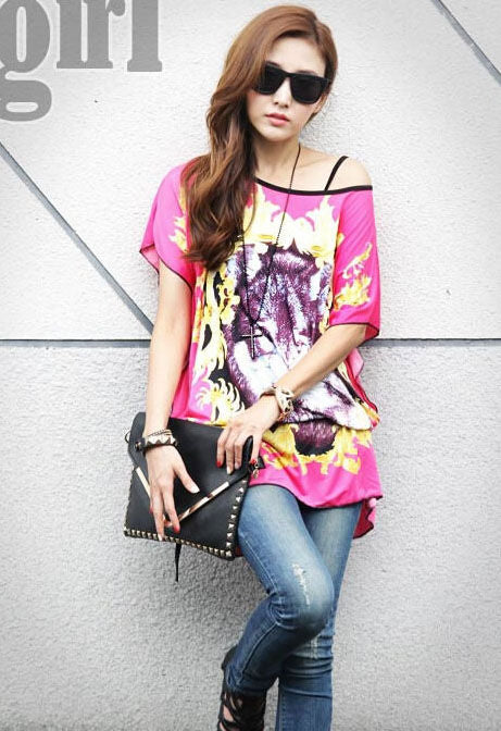 Shirt Wolf Printing Short Sleeved