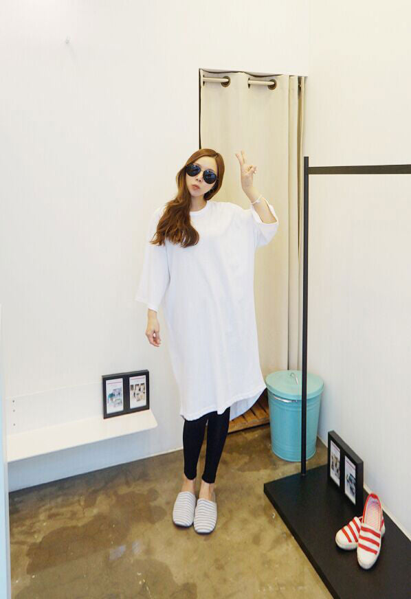 Sleeved Hollow Back T-Shirt Dress