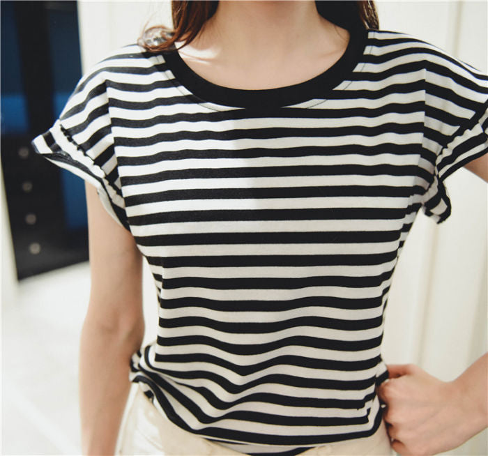 Shirt Striped Flounced Sleeved