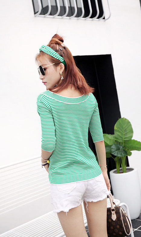 Shirt Striped Strapless Sleeved