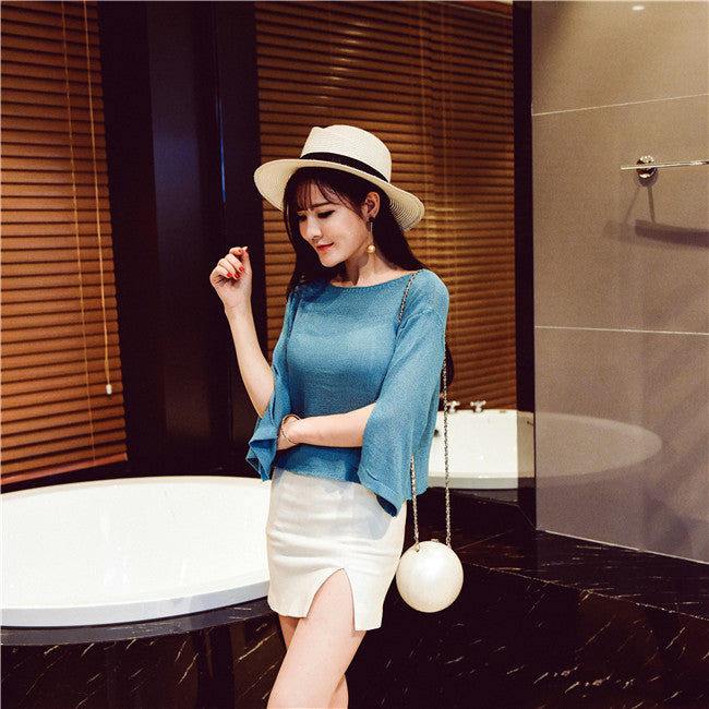 Sweater Split Sleeved Woman Simple