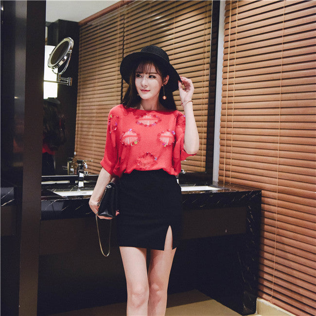 Sweater Bat Sleeved Ripped Hollow Fashion